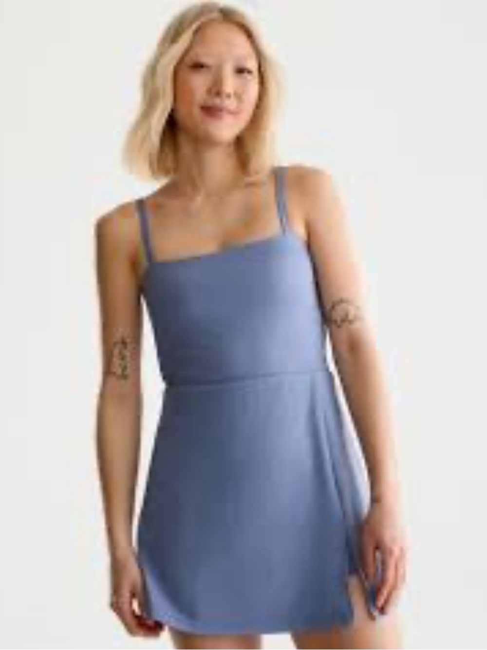 Aeropostale Square-Neck Tennis Dress in Light Blue With Inner Shorts